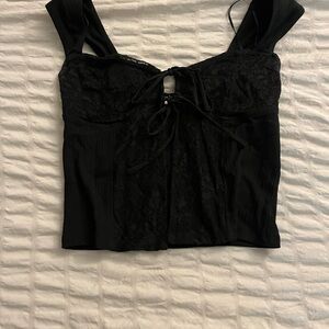 Garage Black Lace Crop Top